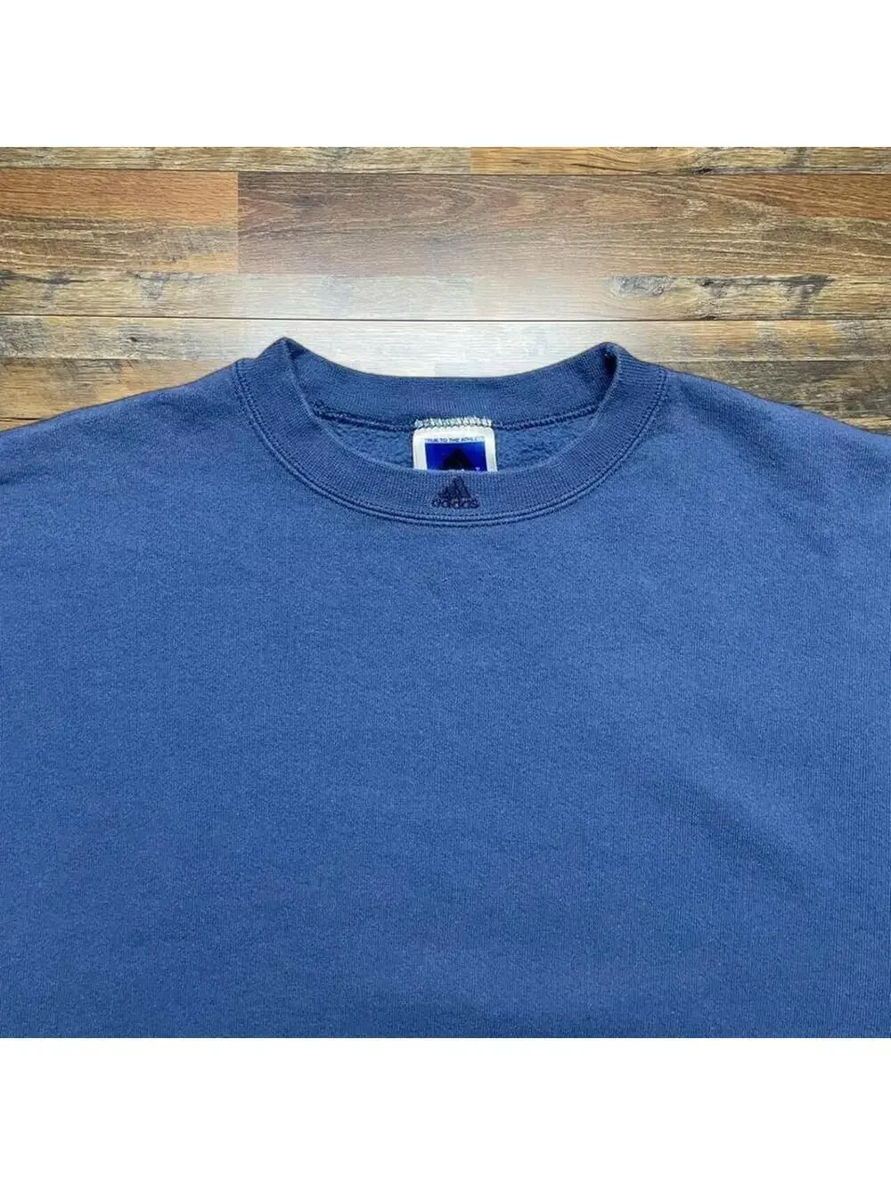 Vintage 90s Adidas Blue Sweatshirt Pullover Center Logo Size XL